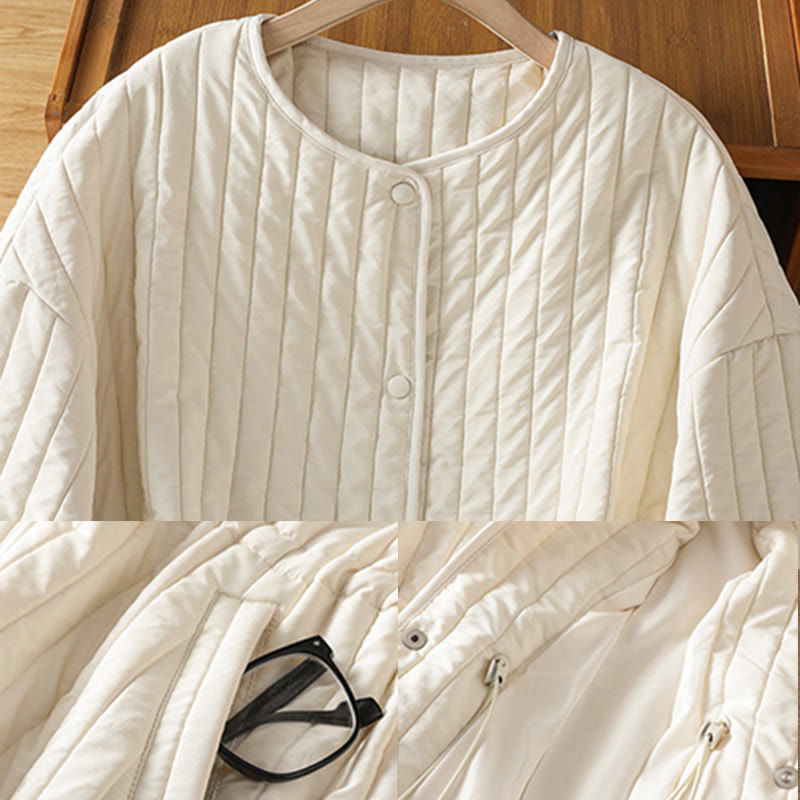 Kurtka damska Buddha Stones z okrągłym dekoltem, ściągaczem, bawełnianą, z długim rękawem i kieszenią - image 21