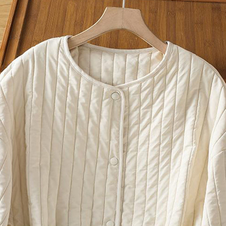 Kurtka damska Buddha Stones z okrągłym dekoltem, ściągaczem, bawełnianą, z długim rękawem i kieszenią - image 12