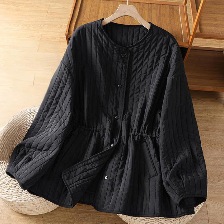 Kurtka damska Buddha Stones z okrągłym dekoltem, ściągaczem, bawełnianą, z długim rękawem i kieszenią - image 2