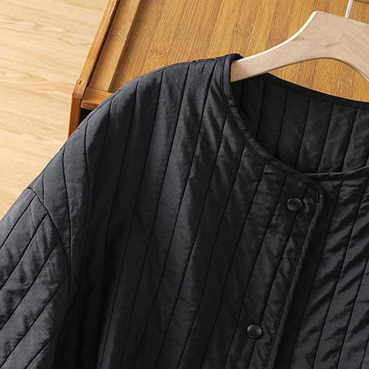 Kurtka damska Buddha Stones z okrągłym dekoltem, ściągaczem, bawełnianą, z długim rękawem i kieszenią - image 5