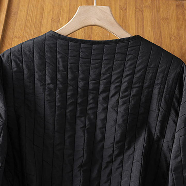 Kurtka damska Buddha Stones z okrągłym dekoltem, ściągaczem, bawełnianą, z długim rękawem i kieszenią - image 4