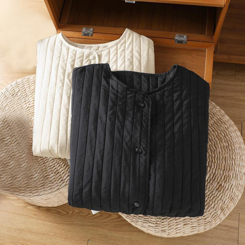 Kurtka damska Buddha Stones z okrągłym dekoltem, ściągaczem, bawełnianą, z długim rękawem i kieszenią - image 23