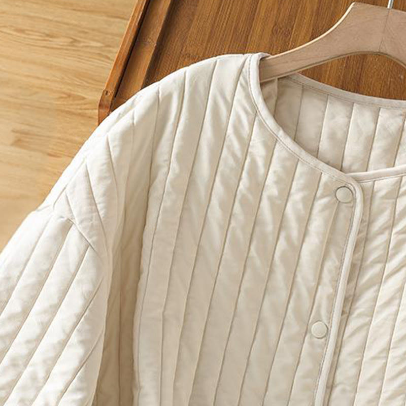 Kurtka damska Buddha Stones z okrągłym dekoltem, ściągaczem, bawełnianą, z długim rękawem i kieszenią - image 14