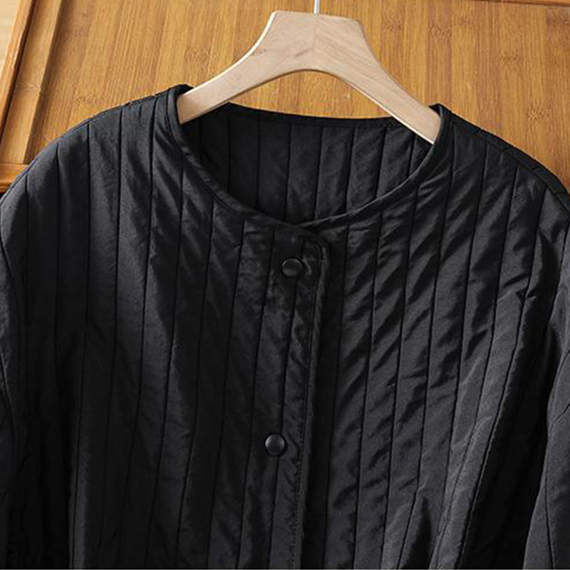 Kurtka damska Buddha Stones z okrągłym dekoltem, ściągaczem, bawełnianą, z długim rękawem i kieszenią - image 3