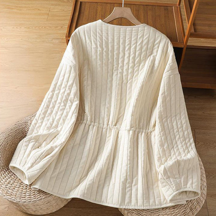 Kurtka damska Buddha Stones z okrągłym dekoltem, ściągaczem, bawełnianą, z długim rękawem i kieszenią - image 11