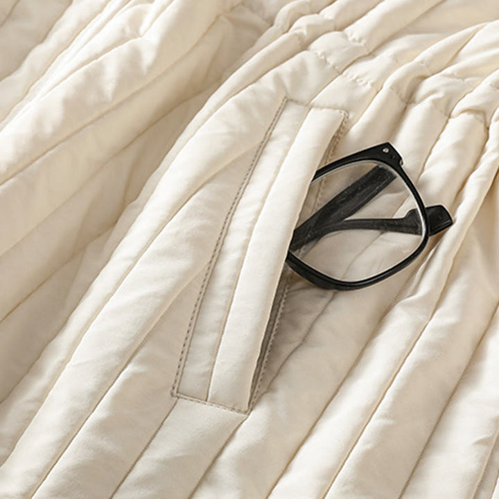 Kurtka damska Buddha Stones z okrągłym dekoltem, ściągaczem, bawełnianą, z długim rękawem i kieszenią - image 16