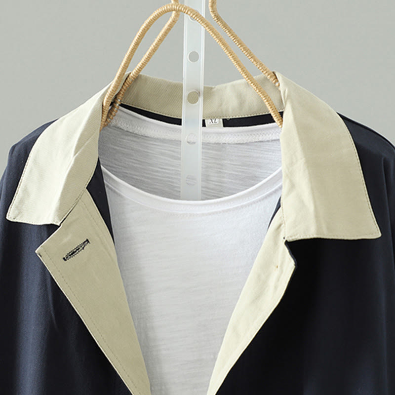 Płaszcz damski z długim rękawem z bawełny z kieszeniami i guzikami z jesiennych klap w kształcie Buddha Stones - image 14