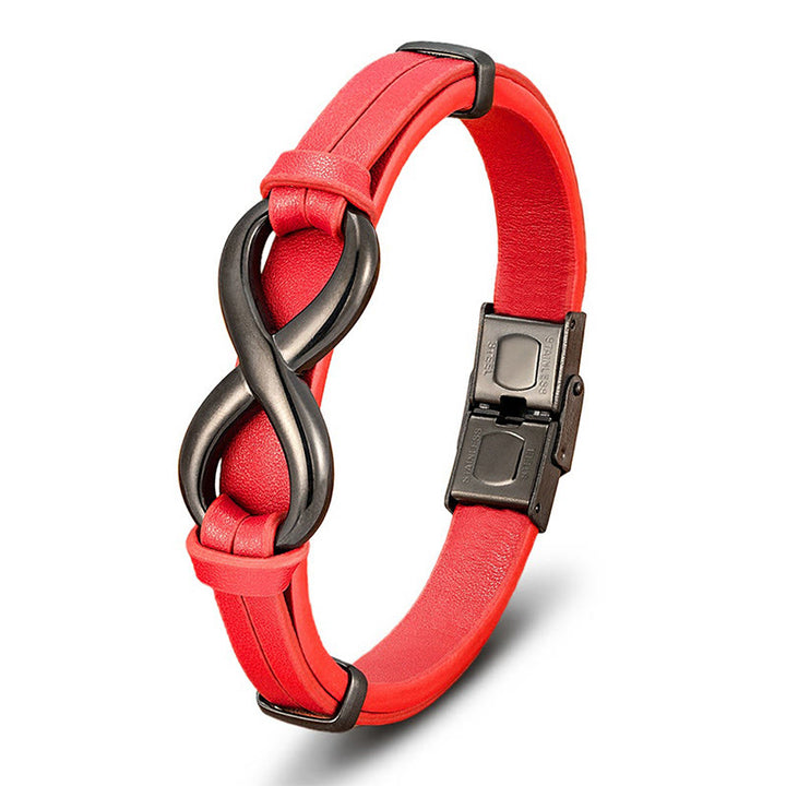 Bransoletka wzmacniająca Buddha Stones Infinitely Design ze stali tytanowej i wielokolorowej skóry - image 17