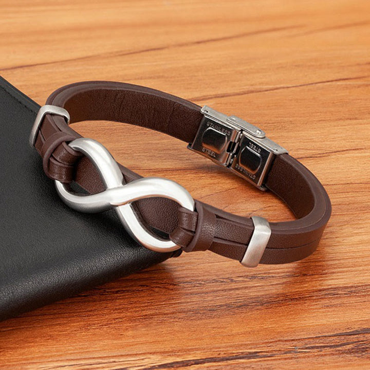 Bransoletka wzmacniająca Buddha Stones Infinitely Design ze stali tytanowej i wielokolorowej skóry - image 10