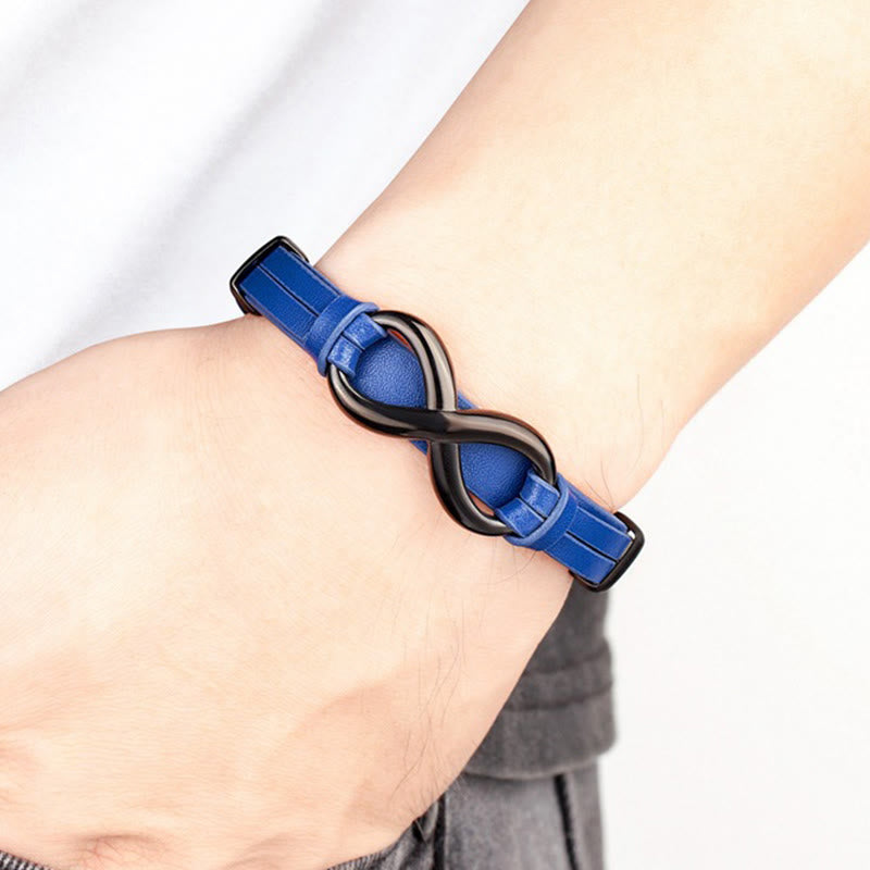 Bransoletka wzmacniająca Buddha Stones Infinitely Design ze stali tytanowej i wielokolorowej skóry - image 13