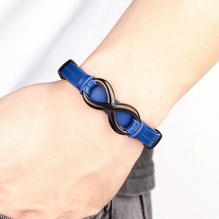 Bransoletka wzmacniająca Buddha Stones Infinitely Design ze stali tytanowej i wielokolorowej skóry - image 13