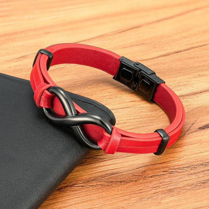 Bransoletka wzmacniająca Buddha Stones Infinitely Design ze stali tytanowej i wielokolorowej skóry - image 15