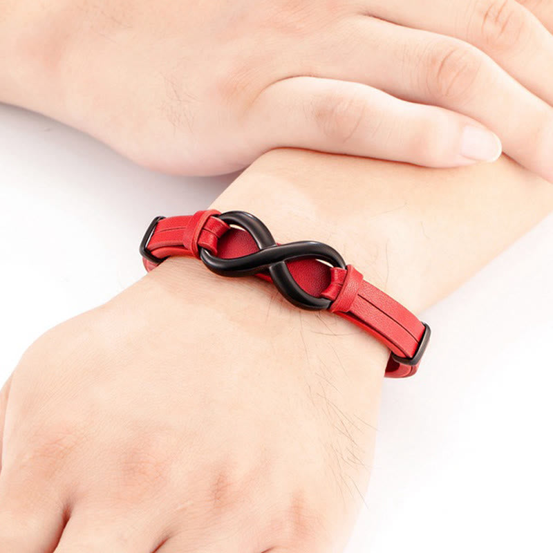 Bransoletka wzmacniająca Buddha Stones Infinitely Design ze stali tytanowej i wielokolorowej skóry - image 16