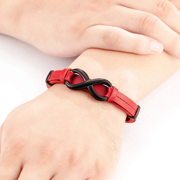 Bransoletka wzmacniająca Buddha Stones Infinitely Design ze stali tytanowej i wielokolorowej skóry - image 16