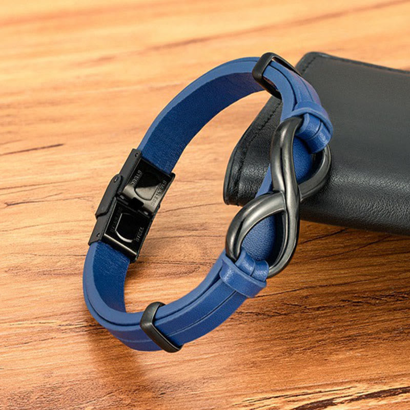 Bransoletka wzmacniająca Buddha Stones Infinitely Design ze stali tytanowej i wielokolorowej skóry - image 12