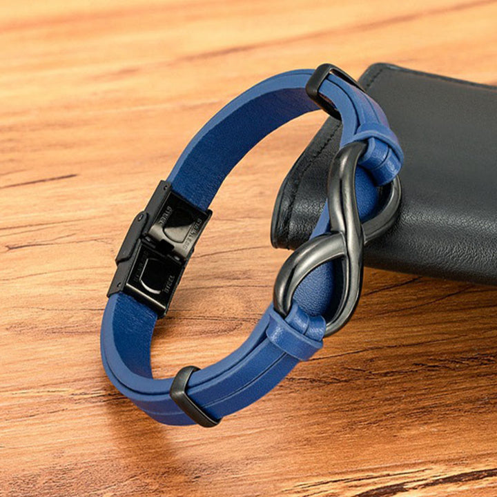 Bransoletka wzmacniająca Buddha Stones Infinitely Design ze stali tytanowej i wielokolorowej skóry - image 12