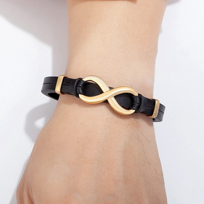 Bransoletka wzmacniająca Buddha Stones Infinitely Design ze stali tytanowej i wielokolorowej skóry - image 2