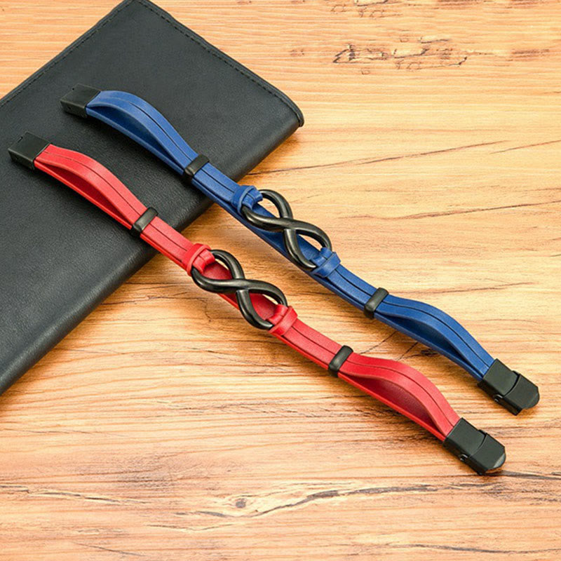 Bransoletka wzmacniająca Buddha Stones Infinitely Design ze stali tytanowej i wielokolorowej skóry - image 18