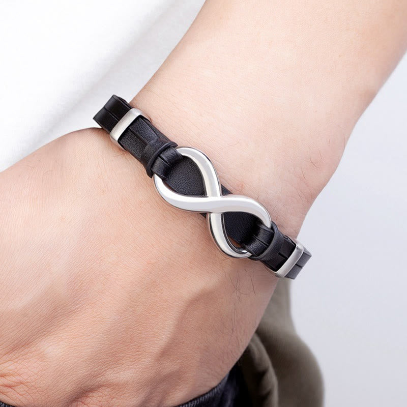 Bransoletka wzmacniająca Buddha Stones Infinitely Design ze stali tytanowej i wielokolorowej skóry - image 8