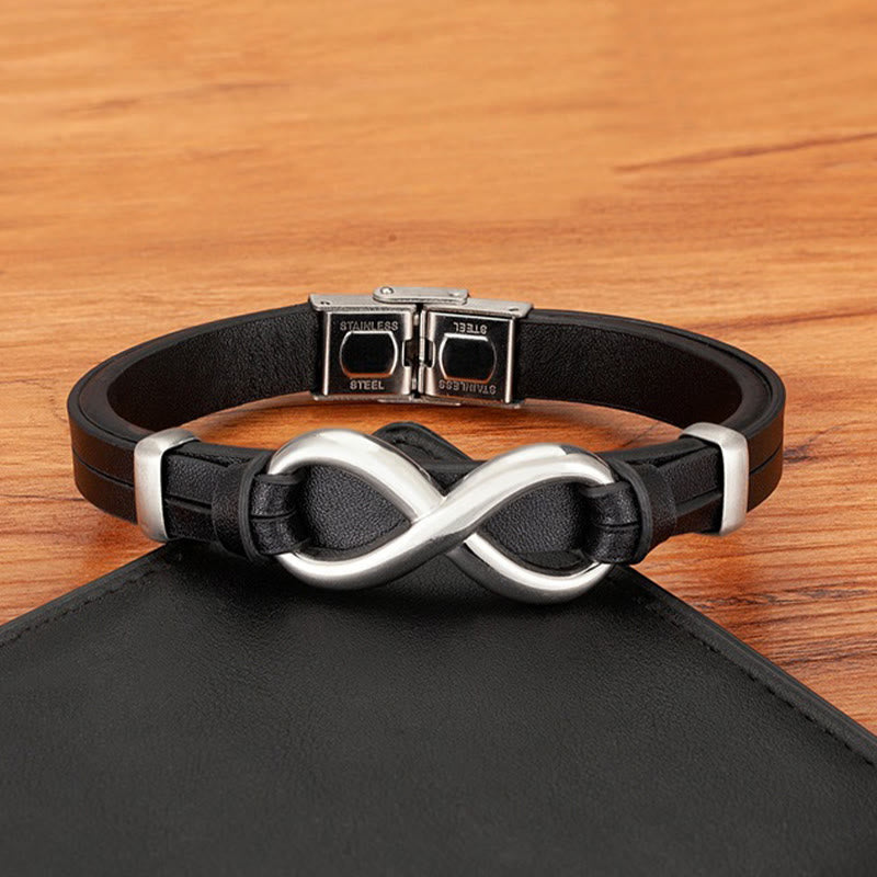 Bransoletka wzmacniająca Buddha Stones Infinitely Design ze stali tytanowej i wielokolorowej skóry - image 7