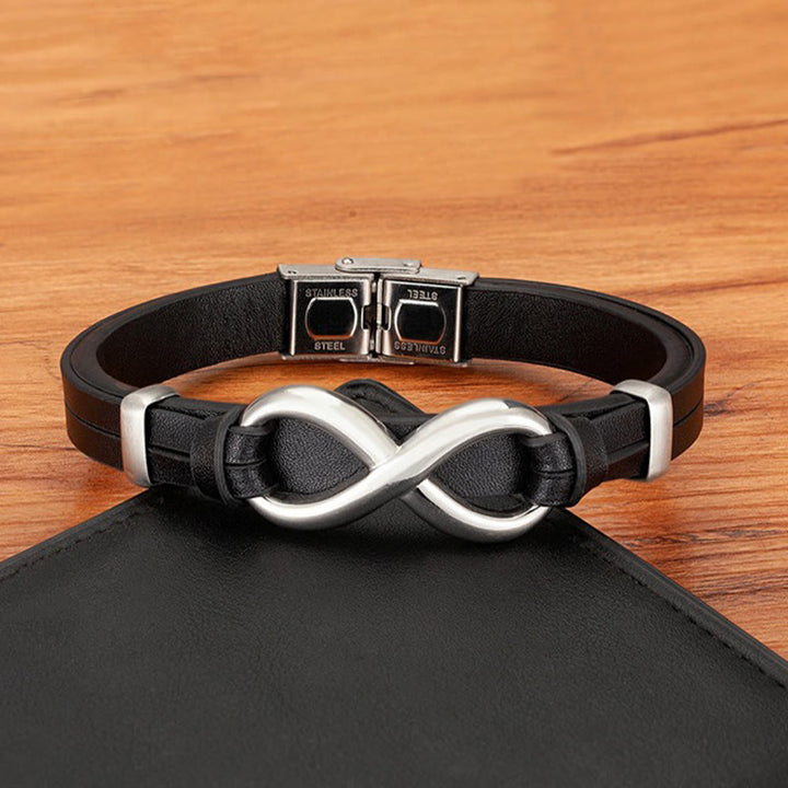 Bransoletka wzmacniająca Buddha Stones Infinitely Design ze stali tytanowej i wielokolorowej skóry - image 7