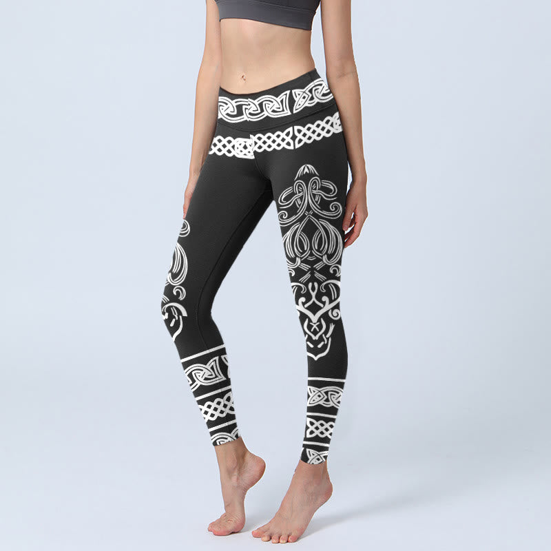 Legginsy do jogi damskie z nadrukiem w symetryczny celtycki węzeł z motywem Buddha Stones - Czarny - US18, UK/AU22, EU50 (4XL) - image 0