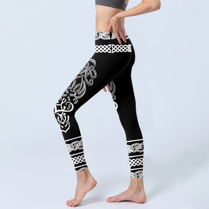 Legginsy do jogi damskie z nadrukiem w symetryczny celtycki węzeł z motywem Buddha Stones - image 2