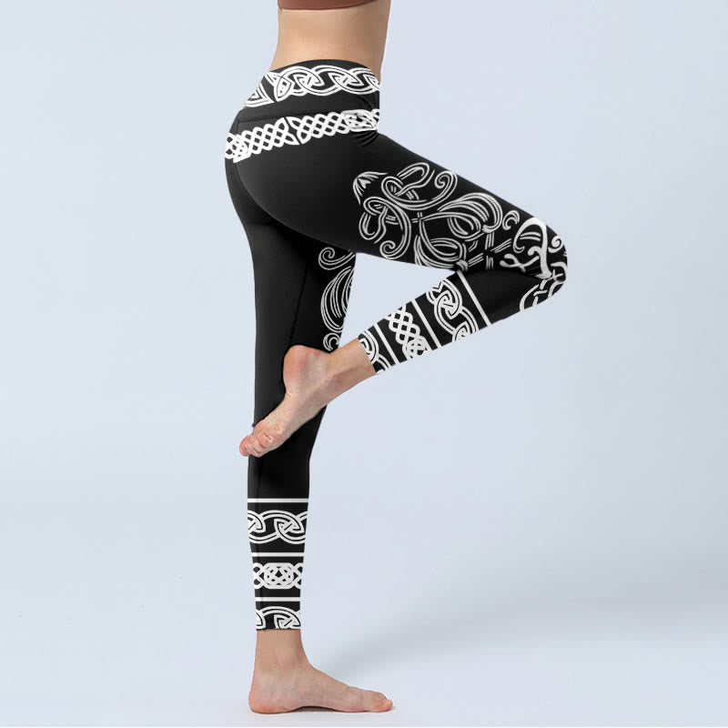 Legginsy do jogi damskie z nadrukiem w symetryczny celtycki węzeł z motywem Buddha Stones - image 4