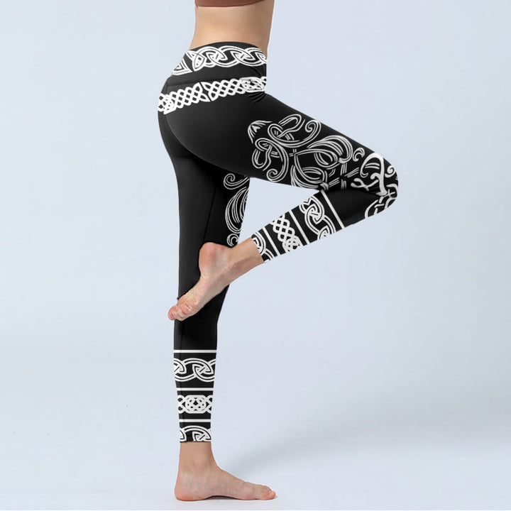 Legginsy do jogi damskie z nadrukiem w symetryczny celtycki węzeł z motywem Buddha Stones - image 4