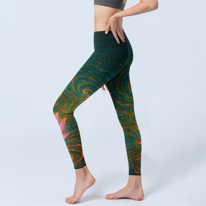 Legginsy do jogi damskie z nadrukiem w kwiaty lotosu i Buddha Stones - image 2