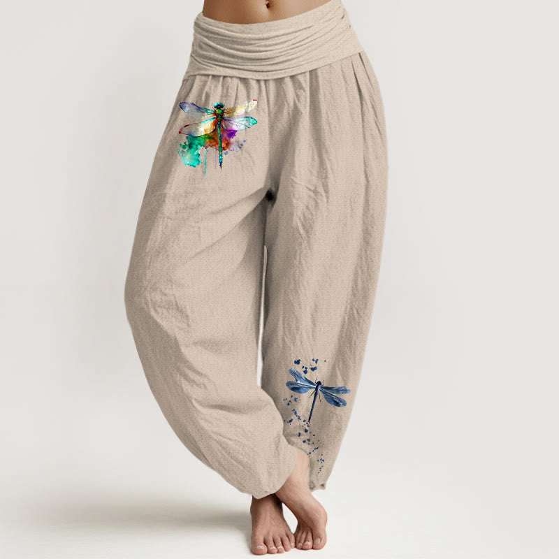 Spodnie haremki damskie z elastyczną talią i wzorem ważki z czystej bawełny z motywem Buddha Stones - Dębnik - US16, UK/AU20, EU48 (3XL) - image 11