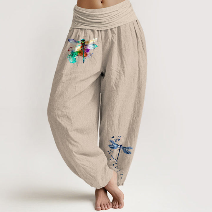 Spodnie haremki damskie z elastyczną talią i wzorem ważki z czystej bawełny z motywem Buddha Stones - Dębnik - US16, UK/AU20, EU48 (3XL) - image 11