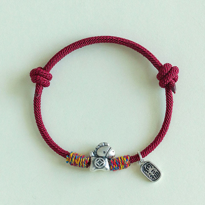 Bransoletka z Buddha Stones ze srebra próby 999, Rok Konia, Charakter Fu, Przyciąganie Szczęścia, Sznurek, Sznurek - image 2