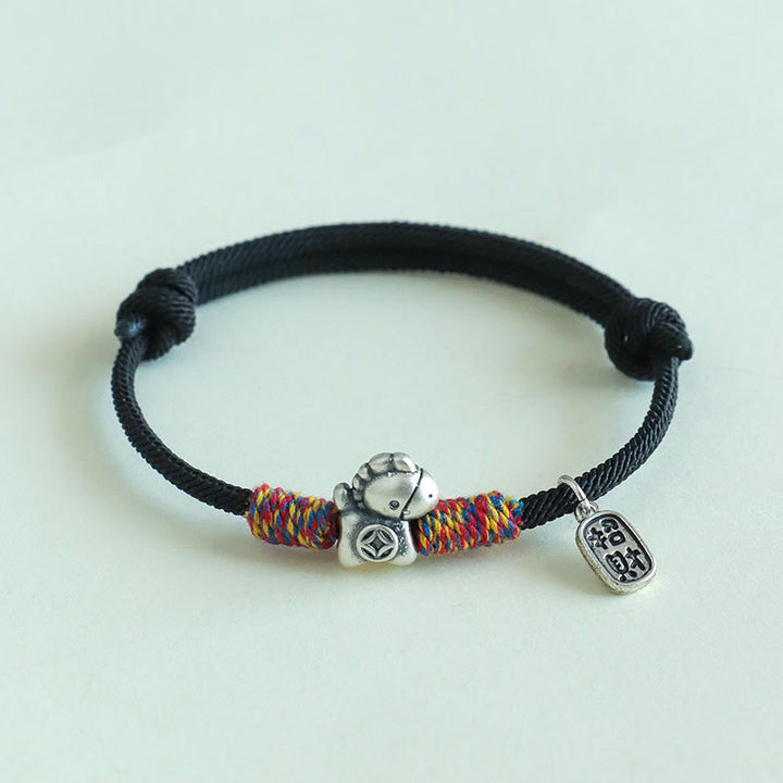 Bransoletka z Buddha Stones ze srebra próby 999, Rok Konia, Charakter Fu, Przyciąganie Szczęścia, Sznurek, Sznurek - image 15