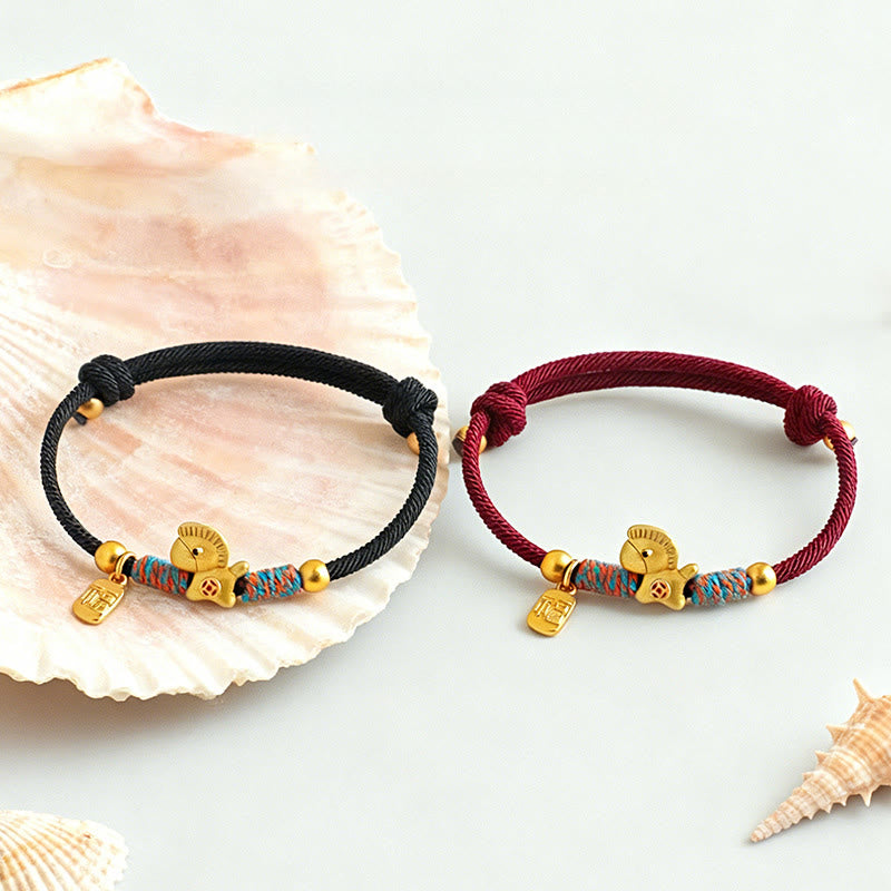 Bransoletka z Buddha Stones ze srebra próby 999, Rok Konia, postać Fu, kolorowa, sznurkowa, na szczęście - image 15