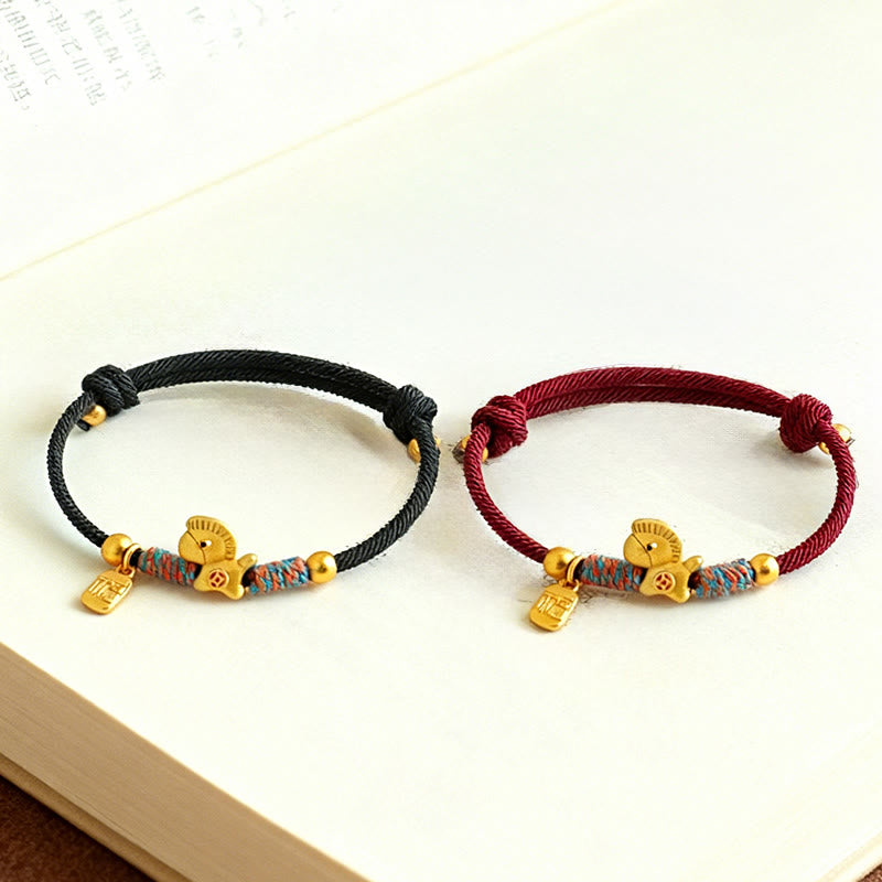 Bransoletka z Buddha Stones ze srebra próby 999, Rok Konia, postać Fu, kolorowa, sznurkowa, na szczęście - image 14