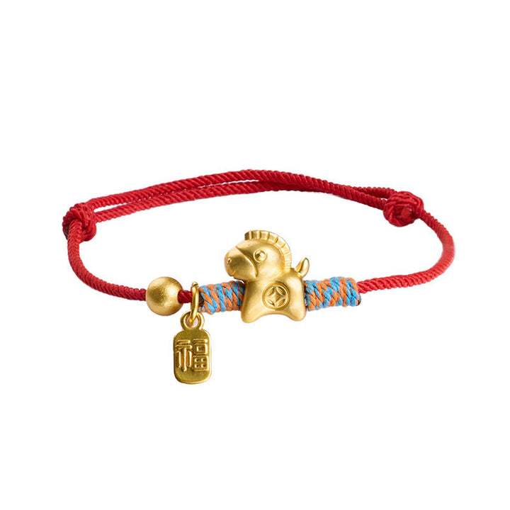 Bransoletka z ręcznie tkanego sznurka z Buddha Stones, symbolem roku konia Fu, zapewniająca szczęście - image 3