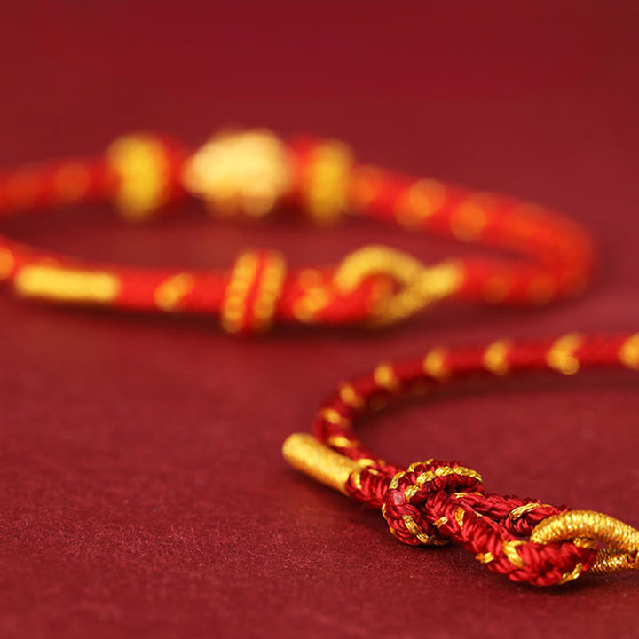 Bransoletka z Buddha Stones 999 złota Rok Konia, pleciona, sznurkowa, dająca szczęście, regulowana - image 3