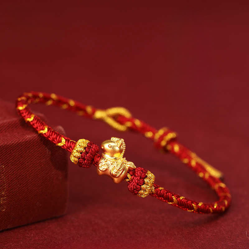 Bransoletka z Buddha Stones 999 złota Rok Konia, pleciona, sznurkowa, dająca szczęście, regulowana - image 2