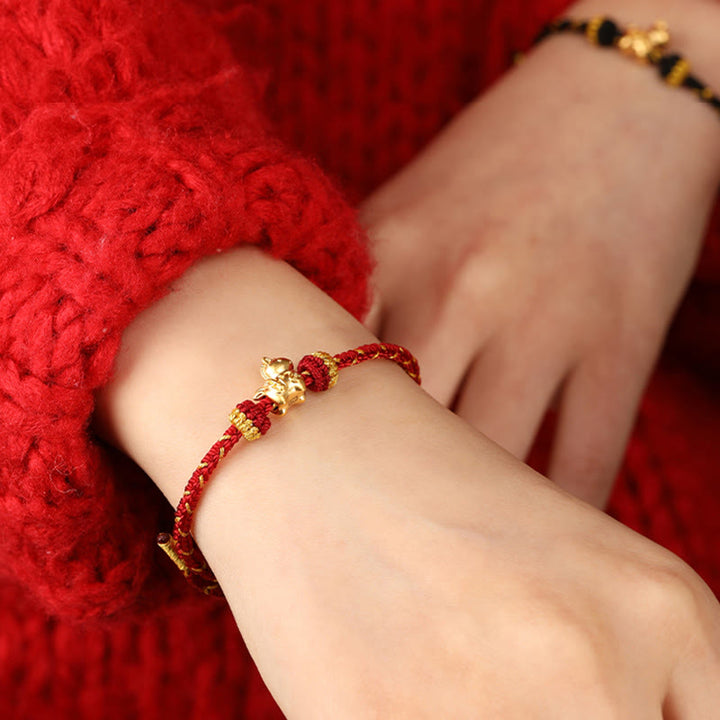 Bransoletka z Buddha Stones 999 złota Rok Konia, pleciona, sznurkowa, dająca szczęście, regulowana - image 20