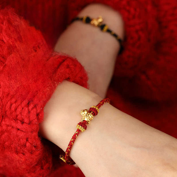 Bransoletka z Buddha Stones 999 złota Rok Konia, pleciona, sznurkowa, dająca szczęście, regulowana - image 19