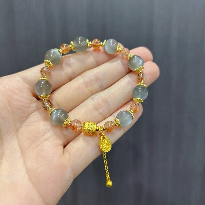 Bransoletka z naturalnych Buddha Stones z kwarcu truskawkowego i kamienia księżycowego, uzdrawiająca i pozytywna - image 18