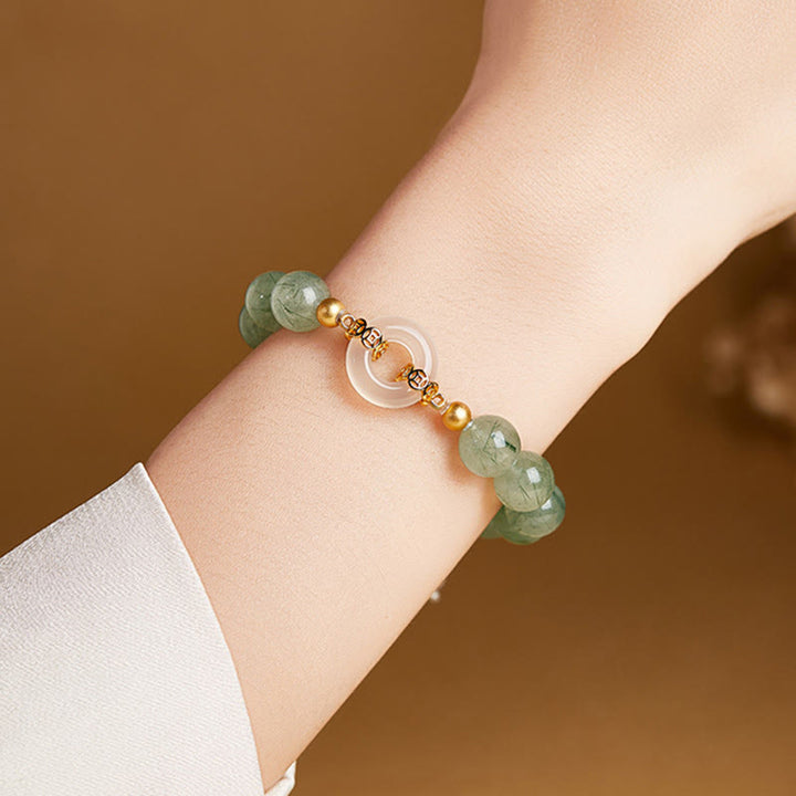 Bransoletka Buddha Stones ze srebra próby 925, zielonego kwarcu rutylowego, białego chalcedonu, zapięcia Peace Buckle Courage - image 10