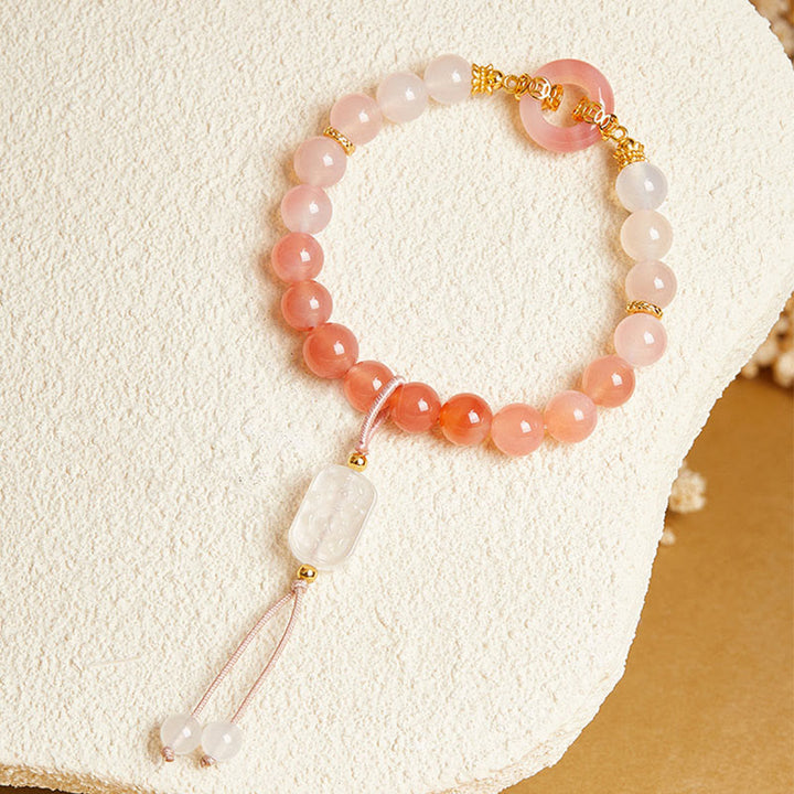 Bransoletka Buddha Stones ze srebra próby 925, czerwonego agatu i białego chalcedonu z klamrą pokoju i pewnością siebie - image 2