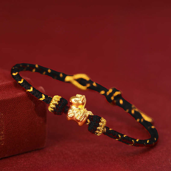 Bransoletka z Buddha Stones 999 złota Rok Konia, pleciona, sznurkowa, dająca szczęście, regulowana - image 16