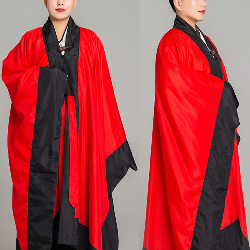 Buddha Stones Wudang Jednokolorowe Długie Szerokie Rękawy Unisex Taoistyczna Szata Kimono Na Ceremonię Qigong Tai Chi - Czerwony - 2XL- PASUJE DO USA/ UK/AU/ EU- XL - image 11