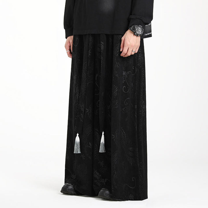 Spodnie męskie z szerokimi nogawkami z żakardu z motywem Buddha Stones, ze ściągaczem i kieszeniami - image 10