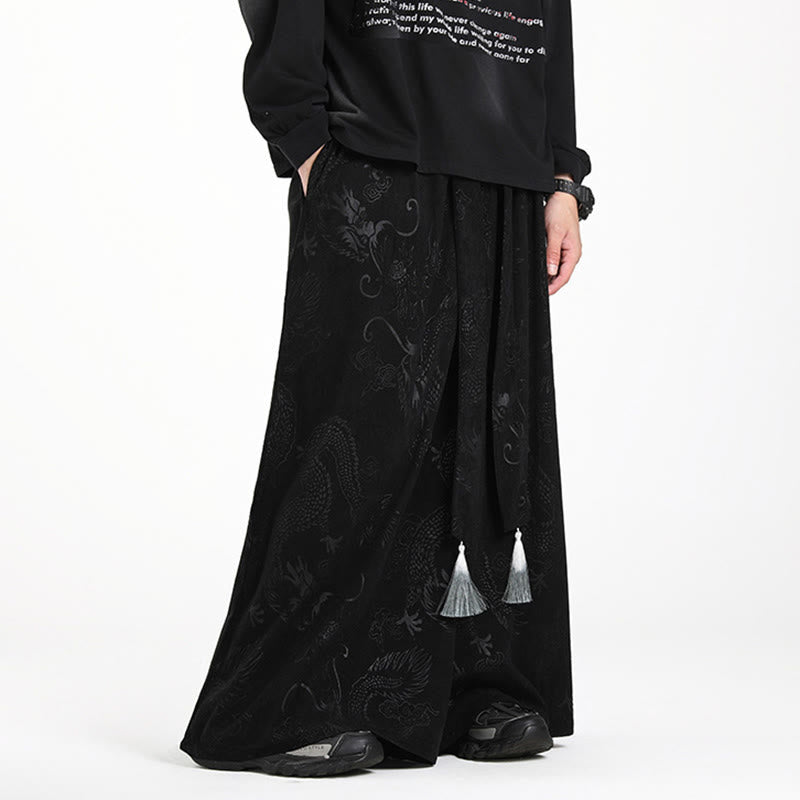 Spodnie męskie z szerokimi nogawkami z żakardu z motywem Buddha Stones, ze ściągaczem i kieszeniami - image 11