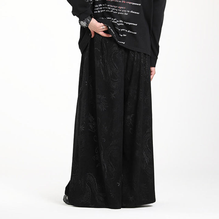 Spodnie męskie z szerokimi nogawkami z żakardu z motywem Buddha Stones, ze ściągaczem i kieszeniami - image 17