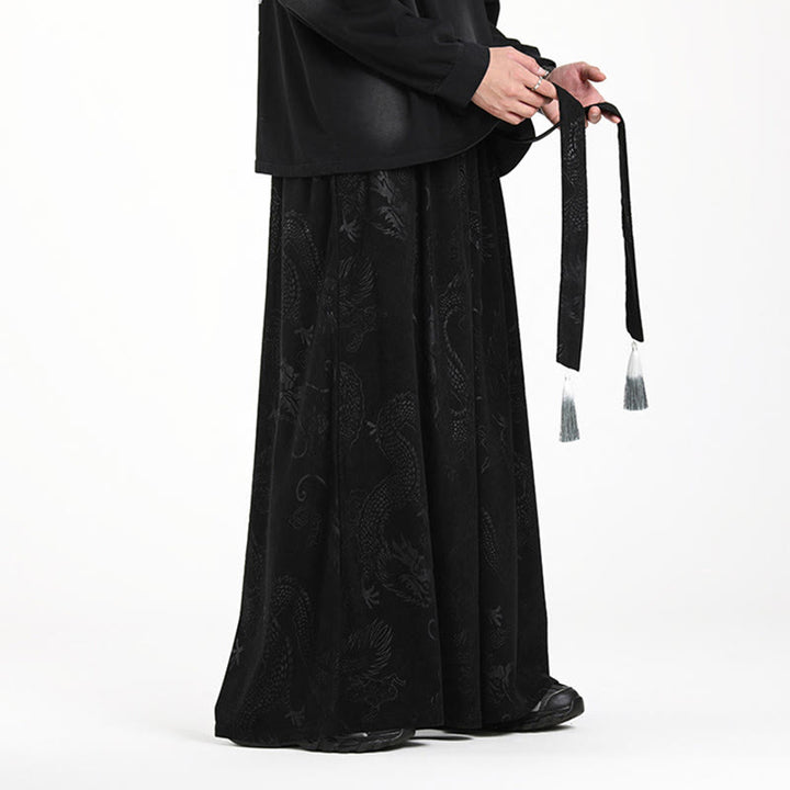 Spodnie męskie z szerokimi nogawkami z żakardu z motywem Buddha Stones, ze ściągaczem i kieszeniami - image 15